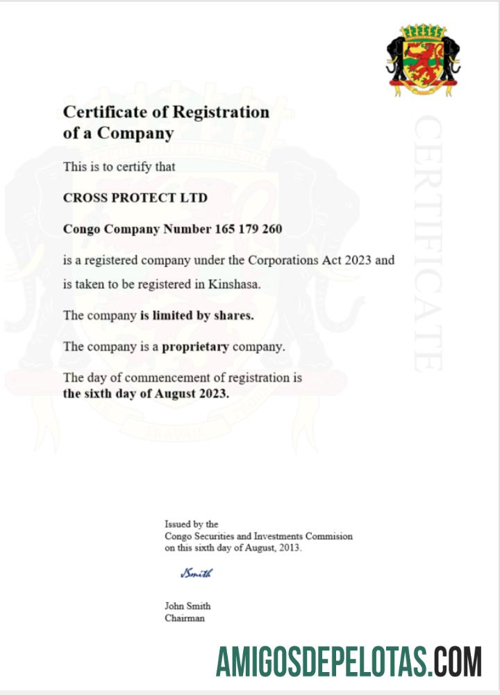 Certificado de registro do Congo para download, modelo Word e PDF